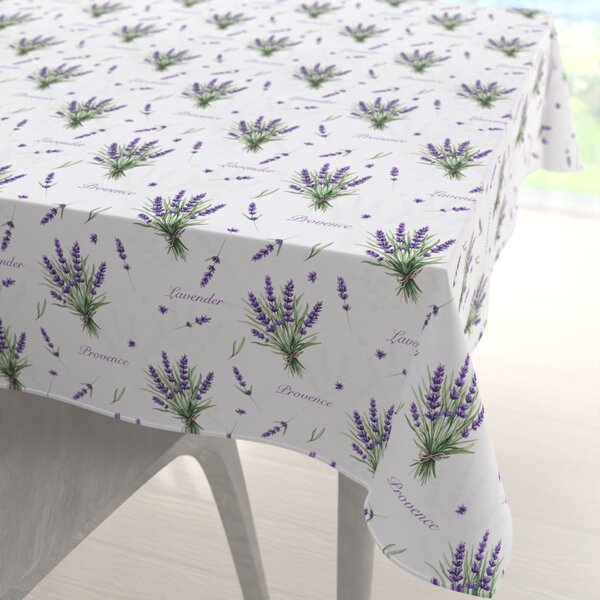Biante Dekorační čtvercový ubrus Rongo RGP-508 Snítky levandulí Provence na bílém 40x40 cm