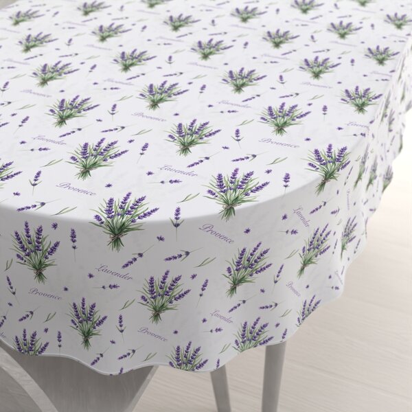 Biante Dekorační oválný ubrus Rongo RGP-508 Snítky levandulí Provence na bílém 50x100 cm