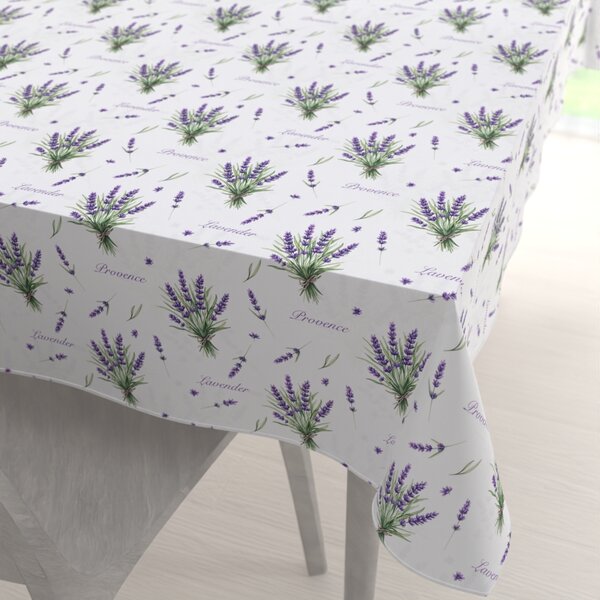 Biante Dekorační obdélníkový ubrus Rongo RGP-508 Snítky levandulí Provence na bílém 50x100 cm