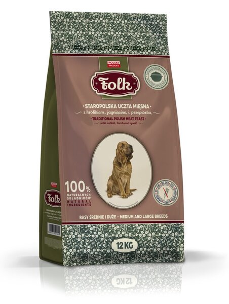 FLK FOLK Medium and large breeds Traditional polish meat feast with rabbit, lamb and quail - suché krmivo pro psy - 12kg