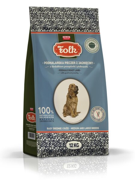FLK FOLK Medium and large breeds Podhale-style lamb roast with quail and parsley - suché krmivo pro psy - 12kg