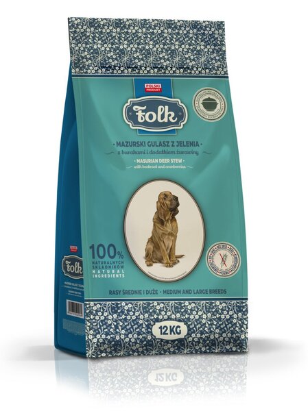 FLK FOLK Medium and large breeds Traditional masurian venison stew with beets and cranberries - suché krmivo pro psy - 12kg