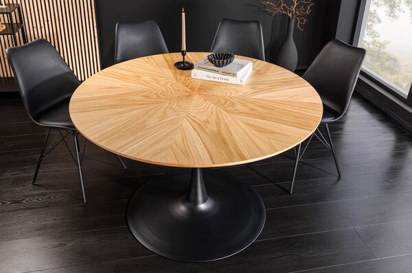 Massive home | Kulatý jídelní stůl ATELIER II 120 CM přírodní/černá dubová dýha