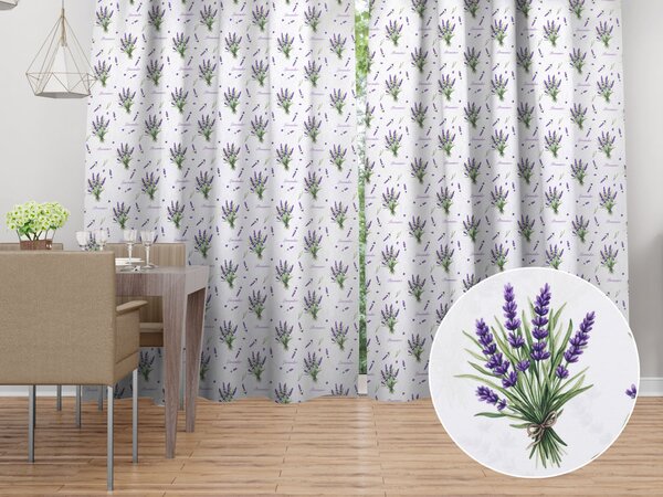 Biante Dekorační závěs Rongo RGP-508 Snítky levandulí Provence na bílém 140x140 cm