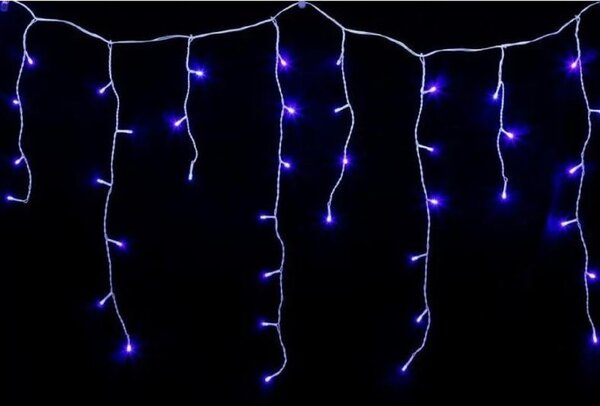Venkovní LED vánoční závěs, tlustý kabel - modrá, se záblesky, od 3m až 10m Délka světelné části + délka přívodního kabelu a počet LED: 3m+1.5m, 138 LED