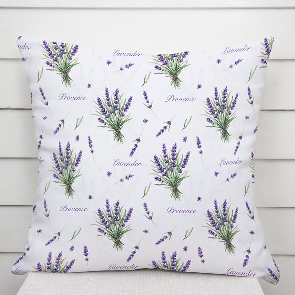 Biante Dekorační povlak na polštář Rongo RGP-508 Snítky levandulí Provence na bílém 30 x 50 cm