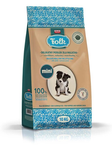 FLK FOLK Junior Small breeds Gentle meal for puppy with rabbit, veal and carrot Mono - suché krmivo pro psy - 10kg