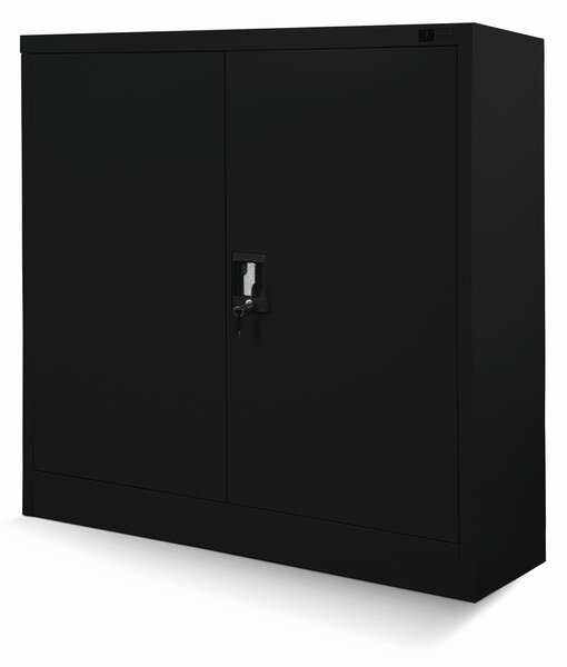 Plechová skřínka s policemi BEATA, 900 x 930 x 400 mm, černá