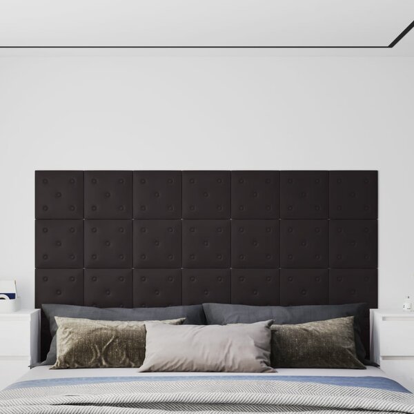 Nástěnné panely 12 ks černé 30 x 30 cm umělá kůže 1,08 m²