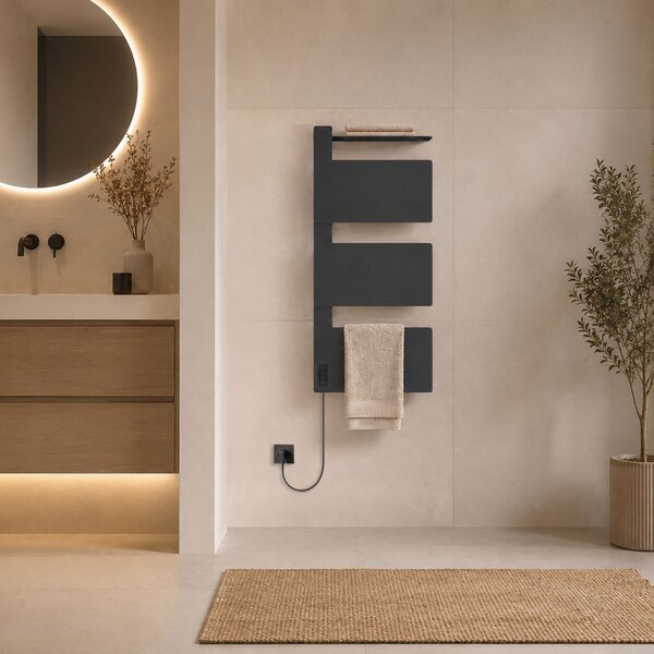 Mereo, Mereo Elektrický sušák ručníků, 3 moduly, černý, MER-MT82B
