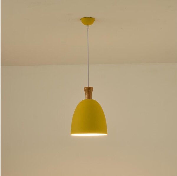 Lustr na lanku SIMPLO 1xE27/15W/230V žlutá pr. 23 cm