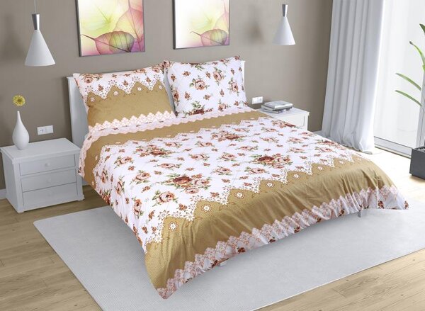BELLATEX Povlečení bavlna na dvoudeku Hnědá 1ks 200x200, 2ks 70x90 cm