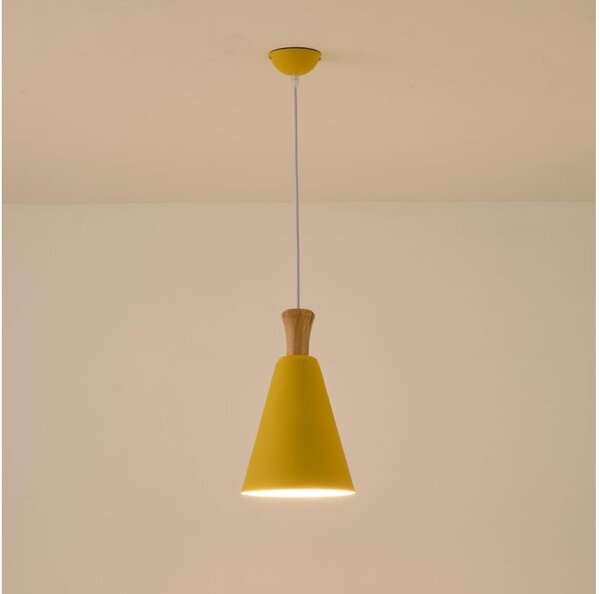 Lustr na lanku SIMPLO 1xE27/15W/230V žlutá pr. 20 cm