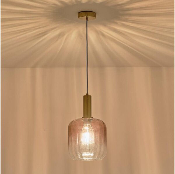 Lustr na lanku TOPAZ 1xE27/15W/230V červená/kouřová pr. 20 cm