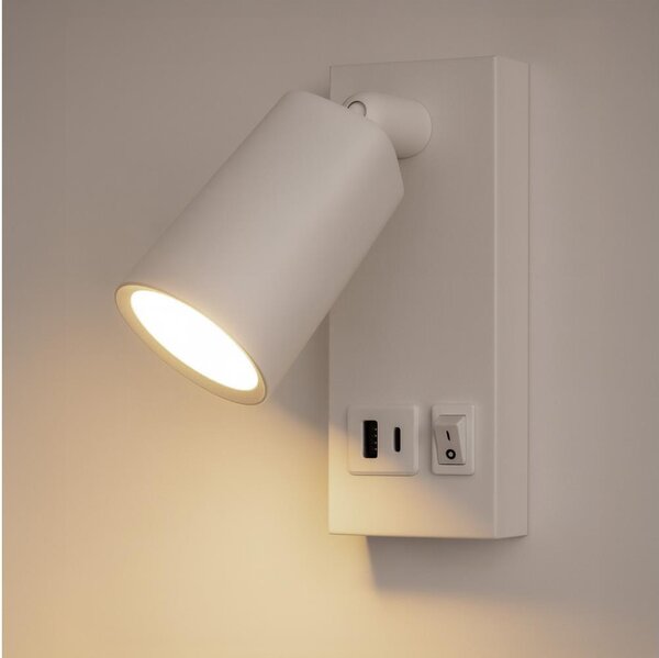 LED Nástěnné bodové svítidlo s USB CHARGE LED/5W/230V černá