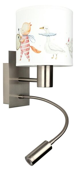 Brilagi - LED Flex. lampa BOBO 1xE27/25W/230V + LED/3W m. chrom/bílá/zvířátka