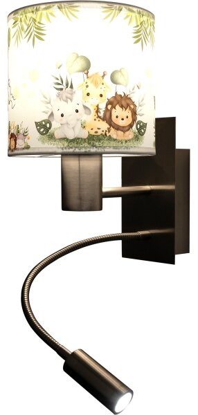 Brilagi - LED Flex. lampa BOBO 1xE27/25W/230V + LED/3W m. chrom/bílá/zel./džun
