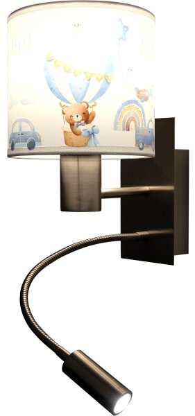 Brilagi - LED Flex. lampa BOBO 1xE27/25W/230V + LED/3W m. chrom/bílá/modrá/medv