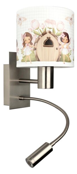 Brilagi - LED Flex. lampa BOBO 1xE27/25W/230V + LED/3W m. chrom/bílá/růžová/víly