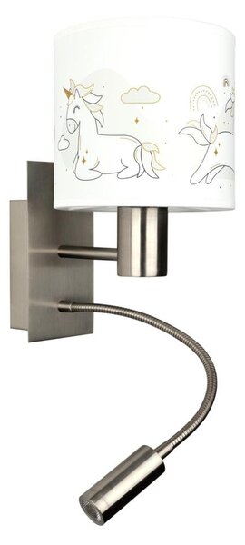 Brilagi - LED Flex. lampa BOBO 1xE27/25W/230V + LED/3W m. chrom/bílá/jednorožci