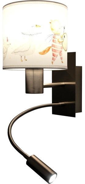 Brilagi - LED Flex. lampa BOBO 1xE27/25W/230V + LED/3W m. chrom/bílá/zvířátka