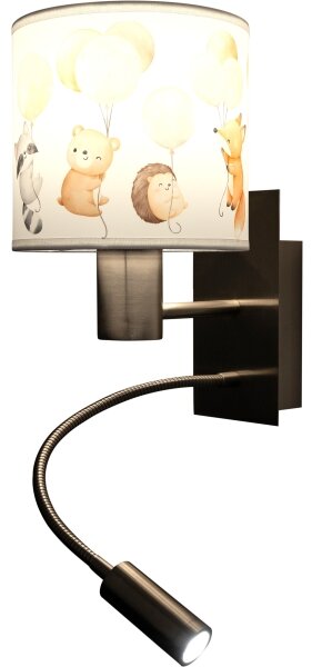 Brilagi - LED Flex. lampa BOBO 1xE27/25W/230V + LED/3W m. chrom/bílá/zvířátka