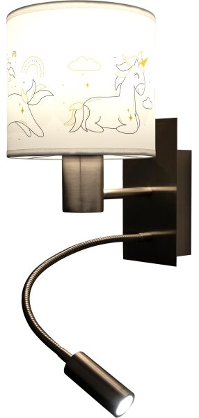 Brilagi - LED Flex. lampa BOBO 1xE27/25W/230V + LED/3W m. chrom/bílá/jednorožci