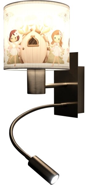 Brilagi - LED Flex. lampa BOBO 1xE27/25W/230V + LED/3W m. chrom/bílá/růžová/víly