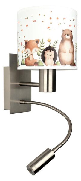 Brilagi - LED Flex. lampa BOBO 1xE27/25W/230V + LED/3W m. chrom/bílá/zvířátka