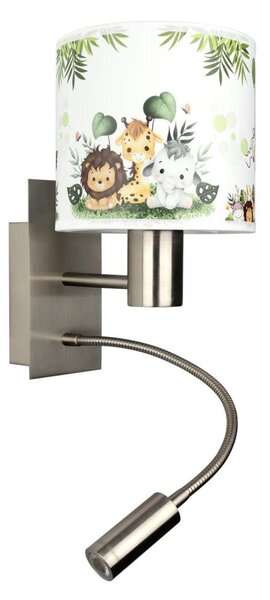Brilagi - LED Flex. lampa BOBO 1xE27/25W/230V + LED/3W m. chrom/bílá/zel./džun