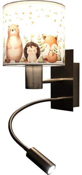 Brilagi - LED Flex. lampa BOBO 1xE27/25W/230V + LED/3W m. chrom/bílá/zvířátka