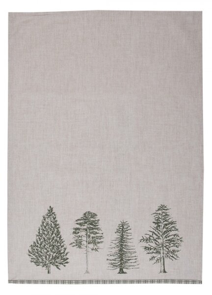 Přírodní bavlněná utěrka se vzorem jehličnatých stromů Natural Pine Trees – 50x70 cm
