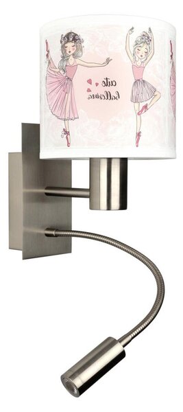 Brilagi - LED Flex. lampa BOBO 1xE27/25W/230V + LED/3W m. chrom/bílá/růžová/bal