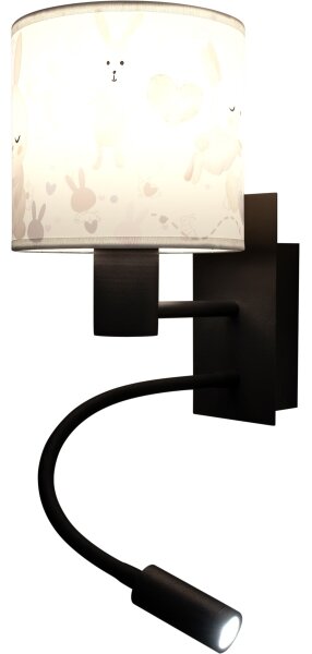 Brilagi - LED Flex. lampa BOBO 1xE27/25W/230V + LED/3W černá/bílá/králíčci