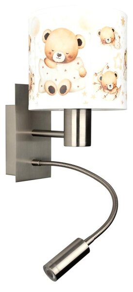 Brilagi - LED Flex. lampa BOBO 1xE27/25W/230V + LED/3W m. chrom/bílá/medvídci
