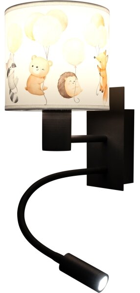 Brilagi - LED Flex. lampa BOBO 1xE27/25W/230V + LED/3W černá/bílá/zvířátka