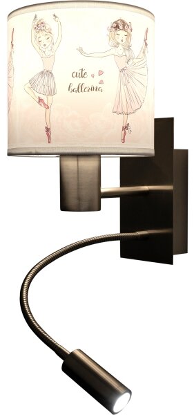 Brilagi - LED Flex. lampa BOBO 1xE27/25W/230V + LED/3W m. chrom/bílá/růžová/bal