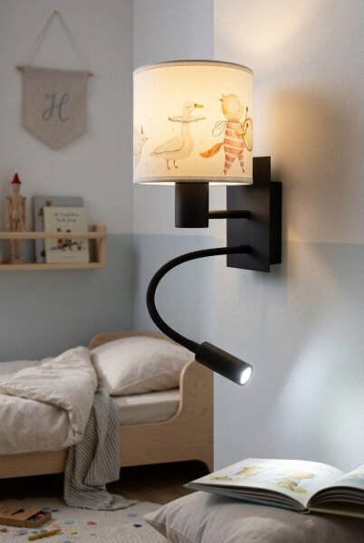Brilagi - LED Flex. lampa BOBO 1xE27/25W/230V + LED/3W černá/bílá/zvířátka