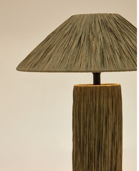 Khaki stolní lampa z rafie (výška 41 cm) Samse – Kave Home