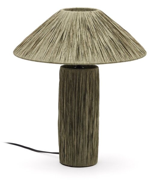 Khaki stolní lampa z rafie (výška 41 cm) Samse – Kave Home