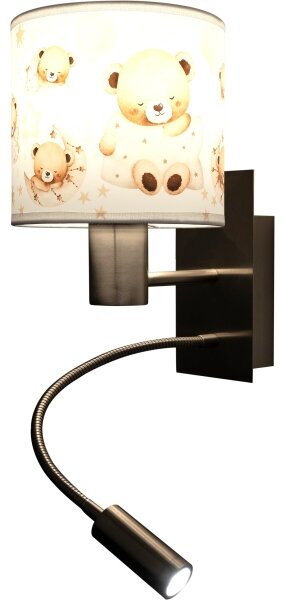 Brilagi - LED Flex. lampa BOBO 1xE27/25W/230V + LED/3W m. chrom/bílá/medvídci