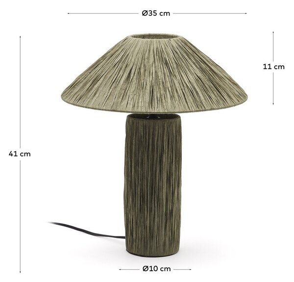 Khaki stolní lampa z rafie (výška 41 cm) Samse – Kave Home