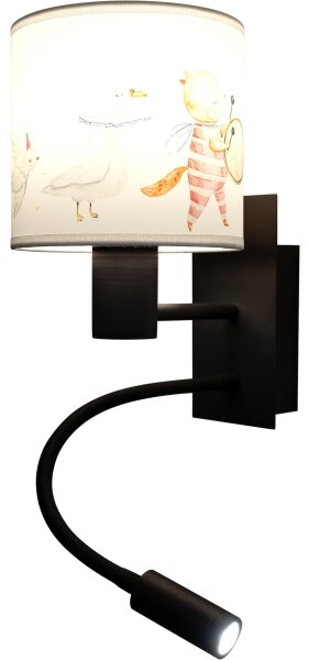 Brilagi - LED Flex. lampa BOBO 1xE27/25W/230V + LED/3W černá/bílá/zvířátka