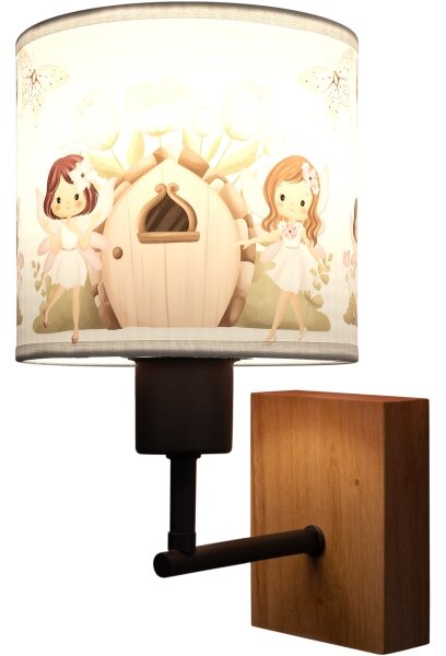 Brilagi - Nástěnná lampa BOBO WOOD 1xE27/25W/230V dub/černá/bílá/růžová/víly