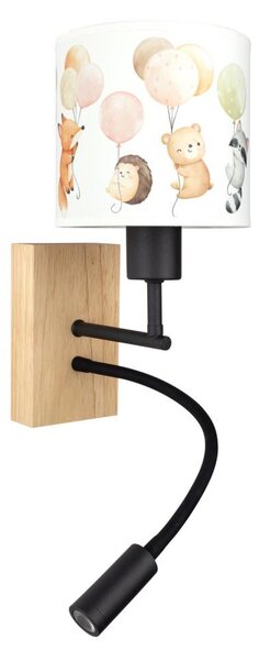 Brilagi - LED Flex. lampa BOBO WOOD 1xE27/25W/230V + LED/3W dub/černá/bílá/zvíř