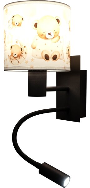 Brilagi - LED Flex. lampa BOBO 1xE27/25W/230V + LED/3W černá/bílá/medvídci