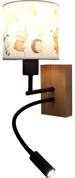 Brilagi - LED Flex. lampa BOBO WOOD 1xE27/25W/230V + LED/3W dub/černá/bílá/zvíř