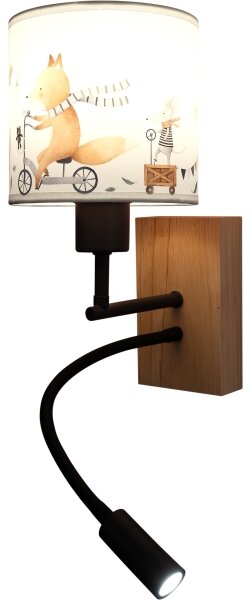 Brilagi - LED Flex. lampa BOBO WOOD 1xE27/25W/230V + LED/3W dub/černá/bílá/zvíř