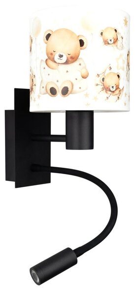 Brilagi - LED Flex. lampa BOBO 1xE27/25W/230V + LED/3W černá/bílá/medvídci