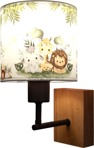 Brilagi - Nástěnná lampa BOBO WOOD 1xE27/25W/230V dub/černá/bílá/zelená/džungle